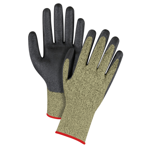 Black & Yellow Seamless Stretch Cut-Resistant Gloves, Size Small/7, 13 Gauge, Foam Nitrile Coated, Aramid Shell, ASTM ANSI Level A6 Ottawa Fastener Supply