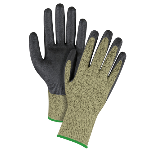 Black & Yellow Seamless Stretch Cut-Resistant Gloves, Size Medium/8, 13 Gauge, Foam Nitrile Coated, Aramid Shell, ASTM ANSI Level A6 Ottawa Fastener Supply
