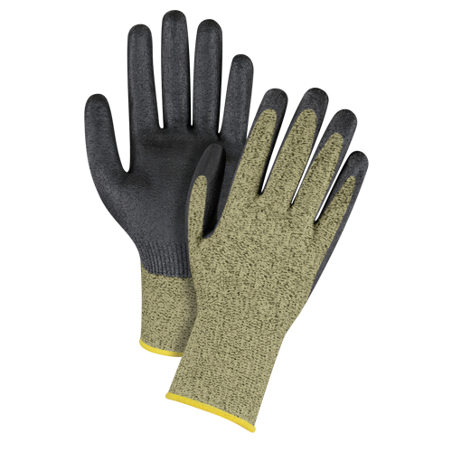 Black & Yellow Seamless Stretch Cut-Resistant Gloves, Size 2X-Large/11, 13 Gauge, Foam Nitrile Coated, Aramid Shell, ASTM ANSI Level A6 Ottawa Fastener Supply
