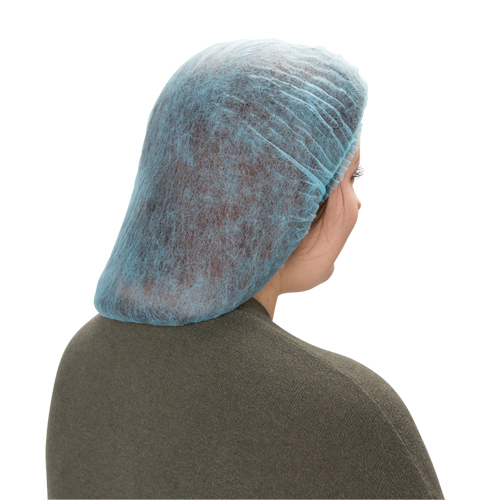 Pleated Bouffant Cap, Polypropylene, 24", Blue Ottawa Fastener Supply
