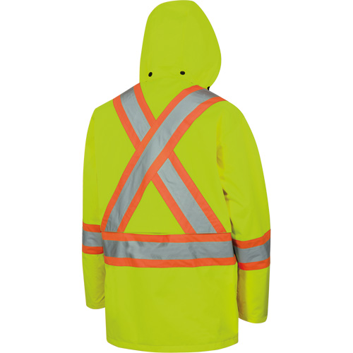 5596 High-Visibility Lightweight Waterproof Safety Jacket with Detachable Hood, Polyester, High Visibility Lime-Yellow, Medium Ottawa Fastener Supply