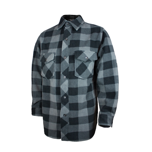Plaid Solar Fleece Shirt, Men's, Large, Grey Ottawa Fastener Supply