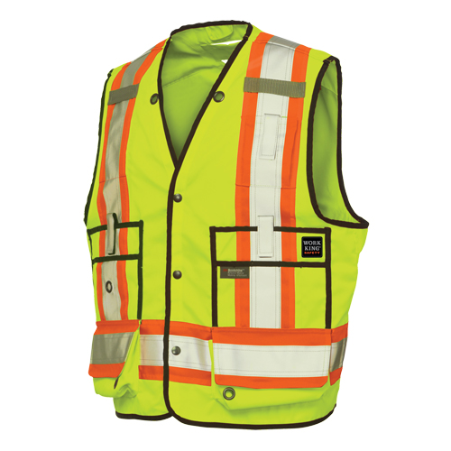 Surveyor Safety Vest, High Visibility Lime-Yellow, X-Large, Polyester Ottawa Fastener Supply