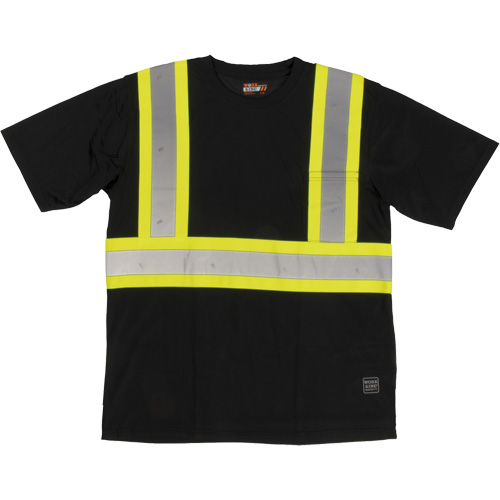 Short-Sleeved Safety T-Shirt with Pocket, Polyester, Large, Black Ottawa Fastener Supply