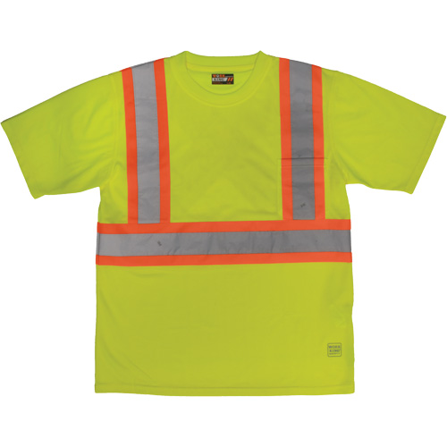Short-Sleeved Safety T-Shirt with Pocket, Polyester, Large, High Visibility Lime-Yellow Ottawa Fastener Supply