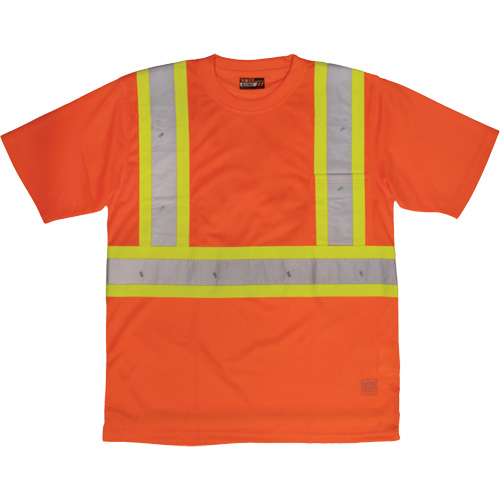 Short-Sleeved Safety T-Shirt with Pocket, Polyester, Large, High Visibility Orange Ottawa Fastener Supply