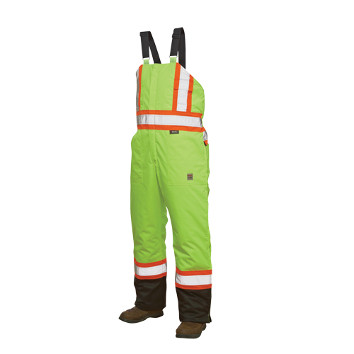 Salopettes de s&eacute;curit&eacute; doubl&eacute;e, Polyester/Polyur&eacute;thane, Grand, Jaune lime haute visibilit&eacute; Ottawa Fastener Supply