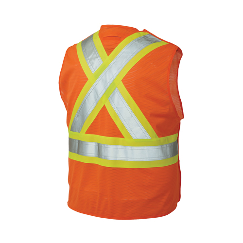 Veste de s&eacute;curit&eacute; d&eacute;tachable en cinq points, Orange haute visibilit&eacute;, Grand/T-Grand, Polyester Ottawa Fastener Supply