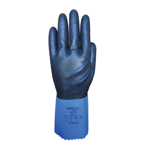 Summitech Full-Dipped Chemical Resistant Gloves, Size Small/7, 11.8" L, Chloroprene, Poly-Cotton Inner Lining, 59-mil Ottawa Fastener Supply