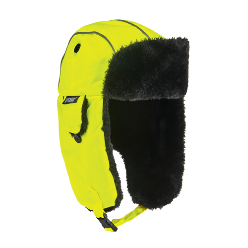 N-Ferno&reg; 6802 Classic Trapper Hat, Synthetic Fur Lining, Medium/Small, High-Visibility Lime Green Ottawa Fastener Supply