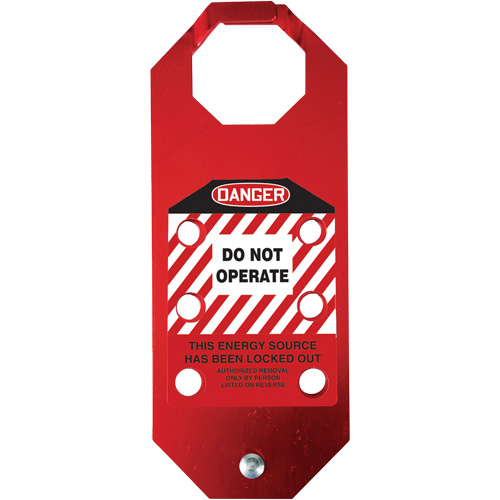 Stopout&reg; OSHA Danger Aluma-Tag Do Not Operate Hasp, Red Ottawa Fastener Supply