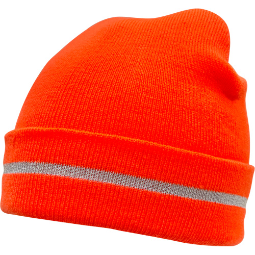 High Visibility Knit Hat with Reflective Stripe, High Visibility Orange, Acrylic Ottawa Fastener Supply