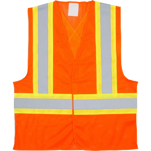 Traffic Safety Vest, High Visibility Orange, Medium, Polyester Ottawa Fastener Supply