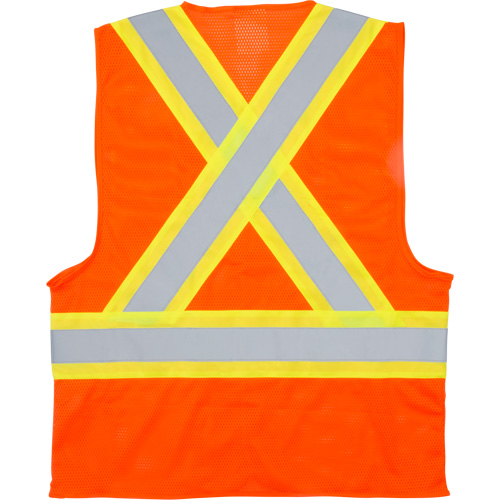 Traffic Safety Vest, High Visibility Orange, Medium, Polyester Ottawa Fastener Supply