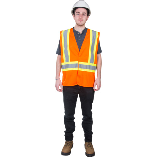 Traffic Safety Vest, High Visibility Orange, Medium, Polyester Ottawa Fastener Supply