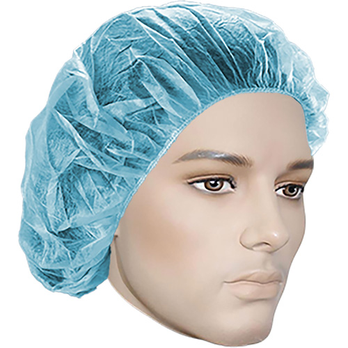 Bouffant Caps, Polypropylene, 18", Blue Ottawa Fastener Supply