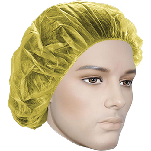Bouffant Caps, Polypropylene, 24", Yellow Ottawa Fastener Supply