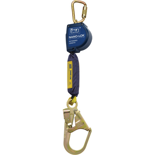 Nano-Lok Extended Length Self-Retracting Lifeline, 9', Polyester/Web, Swivel Ottawa Fastener Supply
