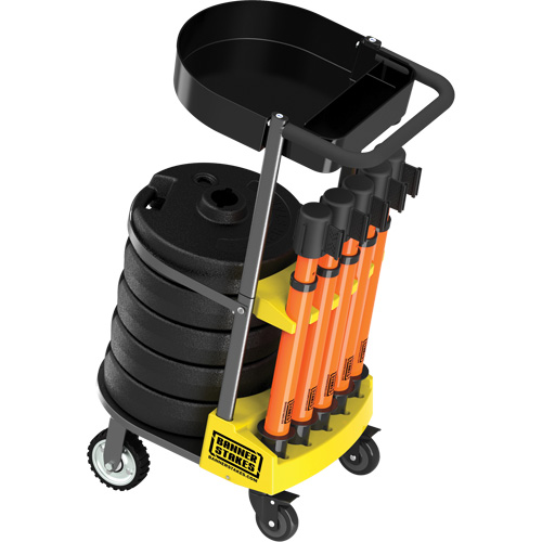 Chariot de transport avec plateau pour barri&egrave;re PLUS, 75' lo, M&eacute;tal, Orange Ottawa Fastener Supply