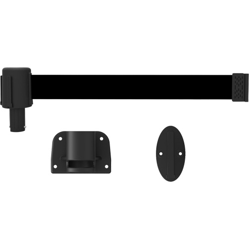 PLUS Wall Mount Barrier System, Plastic, Screw Mount, 15', Black Tape Ottawa Fastener Supply