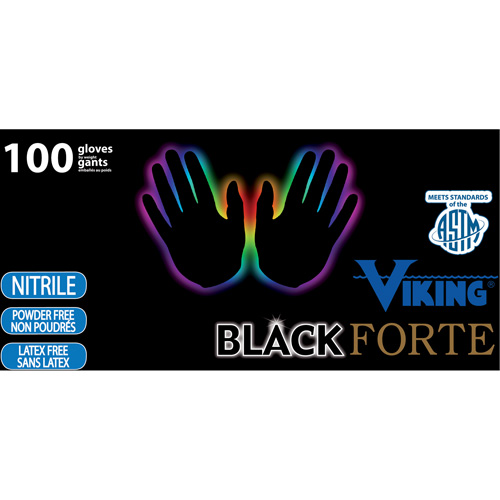 34605 Forte Disposable Gloves, Small, Nitrile, 6-mil, Powder-Free, Black Ottawa Fastener Supply