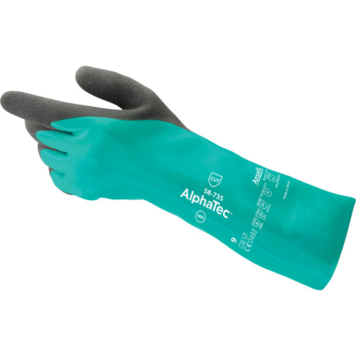 Gants r&eacute;sistants &agrave; la coupure et aux produits chimiques 58-735 AlphaTec, Taille 6, 13" lo, Nitrile, Doublure en Nylon, 39 mils Ottawa Fastener Supply
