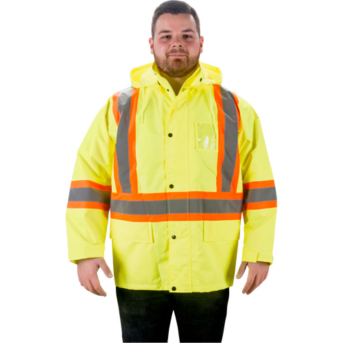 RZ1000 Rain Jacket, Polyester, Small, High Visibility Lime-Yellow Ottawa Fastener Supply