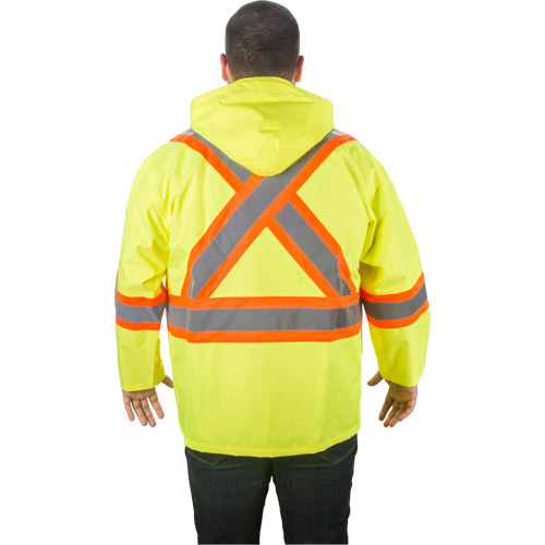 RZ1000 Rain Jacket, Polyester, Small, High Visibility Lime-Yellow Ottawa Fastener Supply