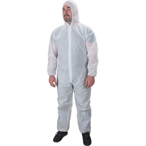 Hooded Coveralls, Medium, White, Polypropylene Ottawa Fastener Supply