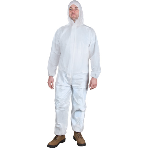 Hooded Coveralls, Medium, White, Microporous Ottawa Fastener Supply