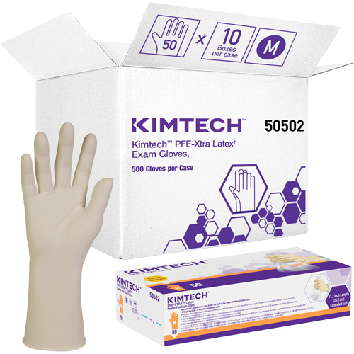 Kimtech XTRA-PFE Medical Gloves, Medium, Latex, 6-mil, Powder-Free, White, Class 2 Ottawa Fastener Supply