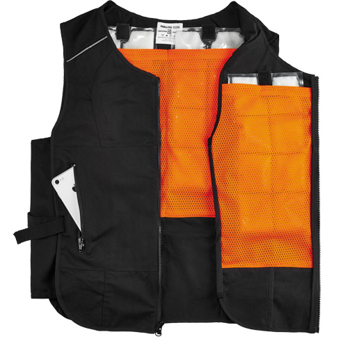 Chill-Its&reg; 6260 Lightweight Phase Change Cooling Vest with Packs, Small/Medium, Black Ottawa Fastener Supply