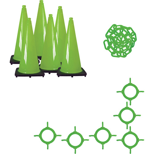 Traffic Cone & Chain Kit, 28", Green Ottawa Fastener Supply