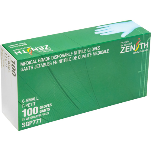 Puncture-Resistant Medical-Grade Disposable Gloves, X-Small, Nitrile, 4.5-mil, Powder-Free, Blue, Class 2 Ottawa Fastener Supply