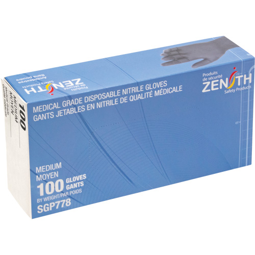 Puncture-Resistant Medical-Grade Disposable Gloves, Medium, Nitrile, 5-mil, Powder-Free, Black, Class 2 Ottawa Fastener Supply