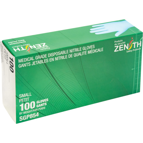 Gants jetables de calibre m&eacute;dical r&eacute;sistants &agrave; la perforation, Petit, Nitrile, 3,5 mils, Sans poudre, Bleu, Classe 2 Ottawa Fastener Supply