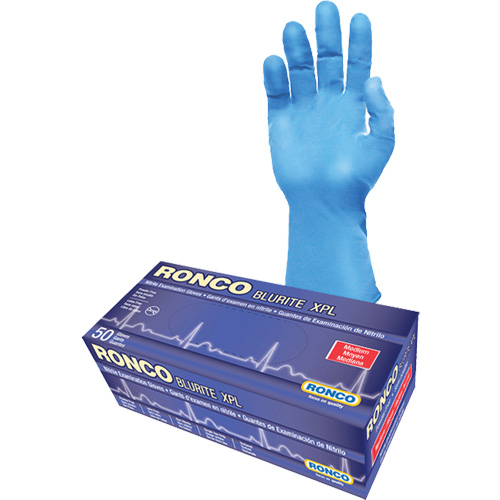 Gants d'examen BLURITE XPL, Petit, Nitrile, 8 mils, Sans poudre, Bleu, Classe 2 Ottawa Fastener Supply