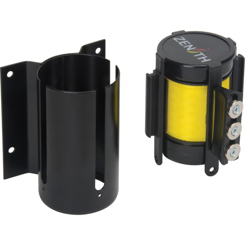 Wall Mount Barrier with Magnetic Tape, Steel, Screw Mount, 12', Yellow Tape Ottawa Fastener Supply