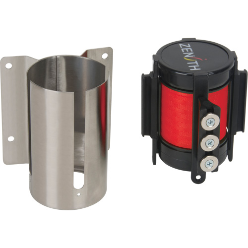 Wall Mount Barrier with Magnetic Tape, Steel, Screw Mount, 12', Red Tape Ottawa Fastener Supply