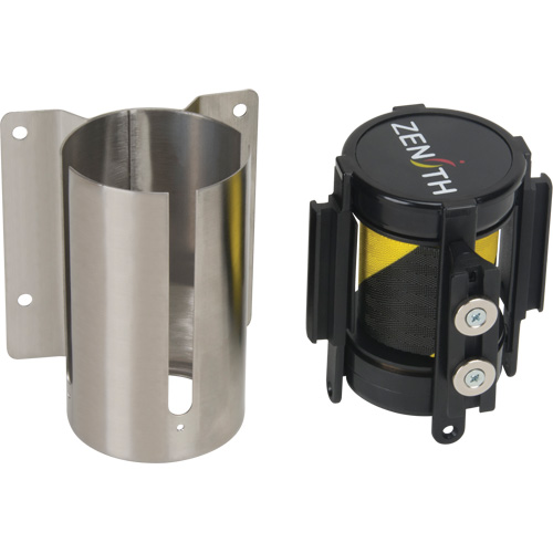 Wall Mount Barrier with Magnetic Tape, Steel, Screw Mount, 7', Black and Yellow Tape Ottawa Fastener Supply