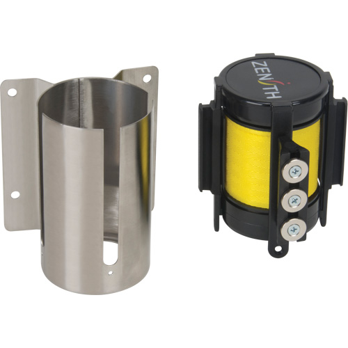 Wall Mount Barrier with Magnetic Tape, Steel, Screw Mount, 12', Yellow Tape Ottawa Fastener Supply