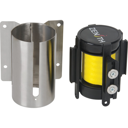 Wall Mount Barrier with Magnetic Tape, Steel, Screw Mount, 7', Yellow Tape Ottawa Fastener Supply