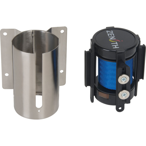 Wall Mount Barrier with Magnetic Tape, Steel, Screw Mount, 7', Blue Tape Ottawa Fastener Supply