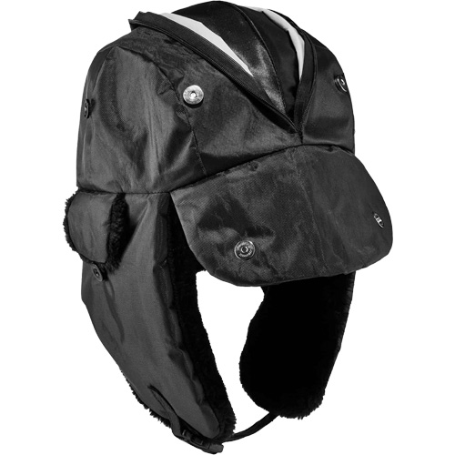 N-Ferno&reg; Zippered Trapper Hat, Polyurethane/Satin Lining, Medium/Small, Black Ottawa Fastener Supply