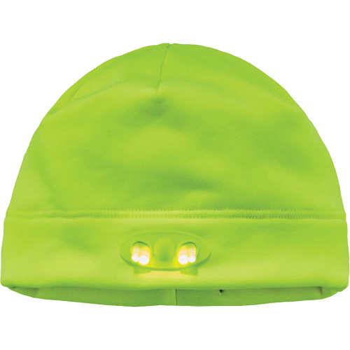 N-Ferno&reg; Skull Cap Beanie Hat with LED Lights, One Size, High-Visibility Lime Green Ottawa Fastener Supply
