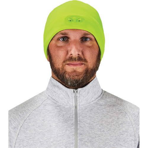 N-Ferno&reg; Skull Cap Beanie Hat with LED Lights, One Size, High-Visibility Lime Green Ottawa Fastener Supply