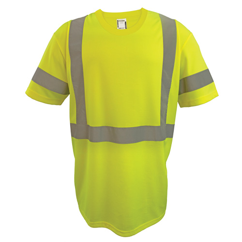 Short Sleeve Safety T-Shirt, Polyester, 2X-Large, High Visibility Lime-Yellow Ottawa Fastener Supply