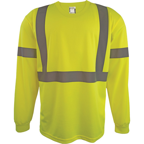Long Sleeve Safety Shirt, Polyester, 2X-Large, High Visibility Lime-Yellow Ottawa Fastener Supply