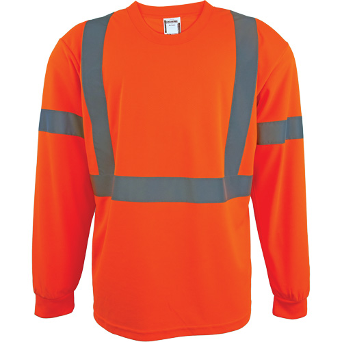Long Sleeve Safety Shirt, Polyester, 2X-Large, High Visibility Orange Ottawa Fastener Supply