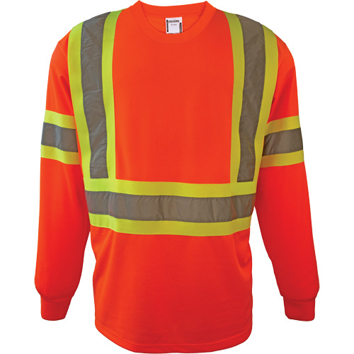 Long Sleeve Safety Shirt, Polyester, 2X-Large, High Visibility Orange Ottawa Fastener Supply